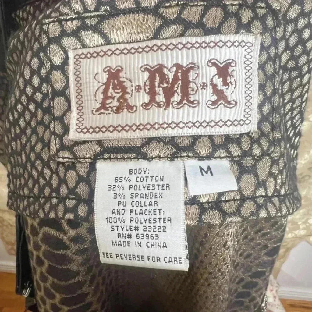 Vintage Ami Snakeprint Faux Leather Vest With Rivets Size M Punk Alternative