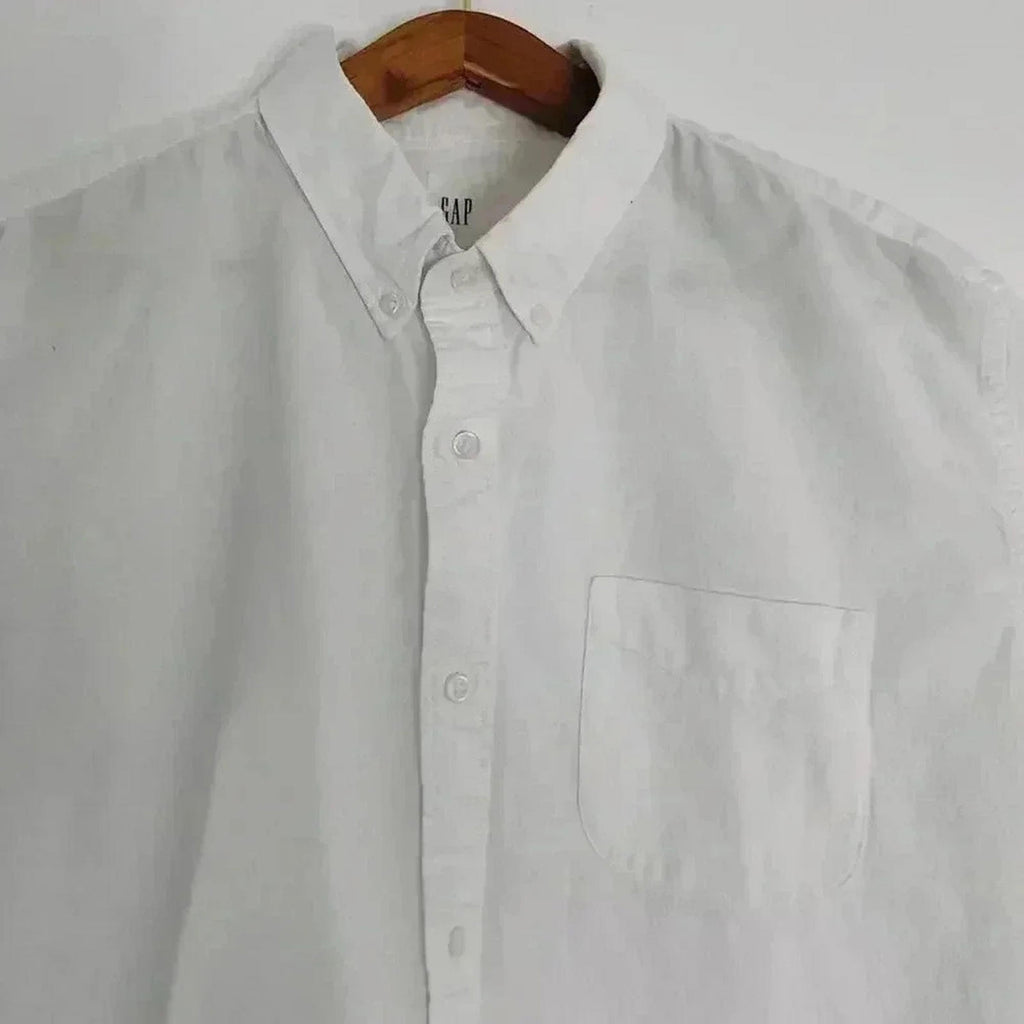 GAP Men's White Cotton Short Sleeved Button Up Size XL