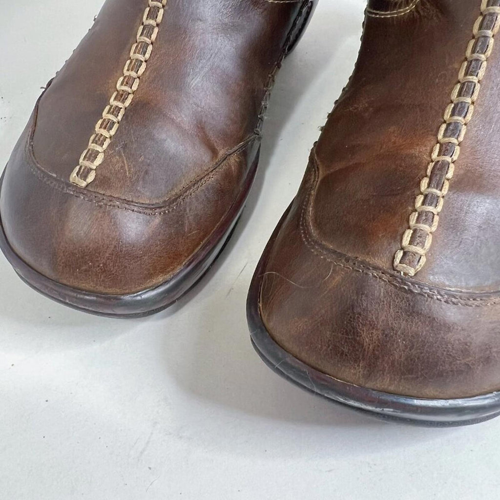 y2k Vintage J-41 Adventure on Naples Brown Leather and Faux Fur Boots Size 10