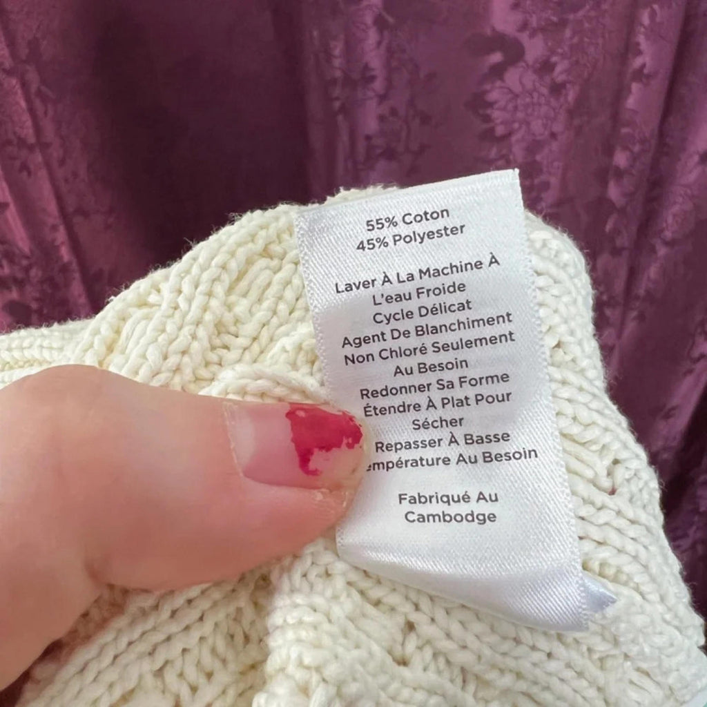 Talbots Cream Cotton Knit Sweater Women's Size M