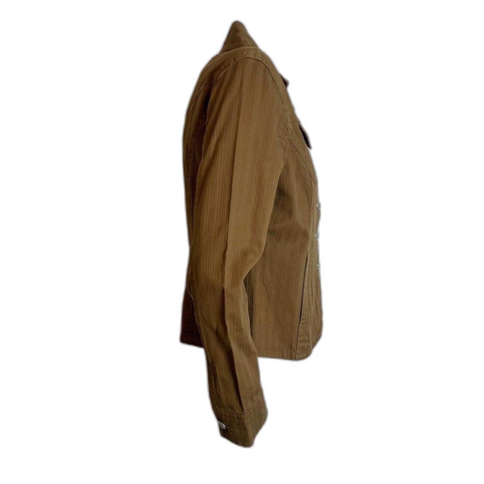 y2k Vintage Live a Little Brown Military Jacket Utility Women's Size M