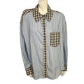 Out From Under Urban Outfitters Blue Pinstripe Grey Plaid Button Up Size L