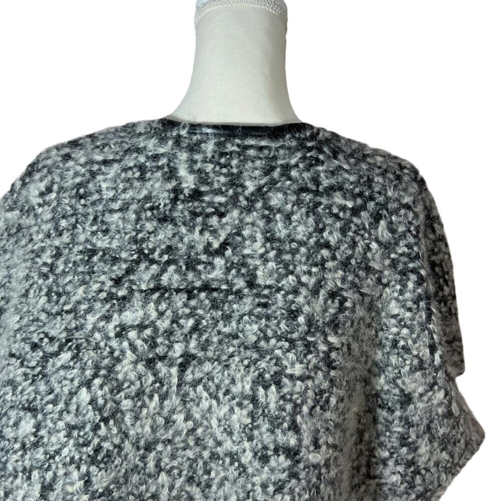 Anthropologie PBO Philosophy Blues Original Boucle Wool Leather Cardigan OS