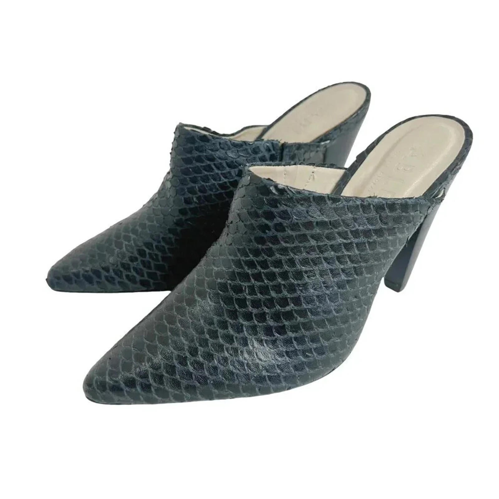 Able Grey Faux Snakeskin Heeled Mule Women's Size 8