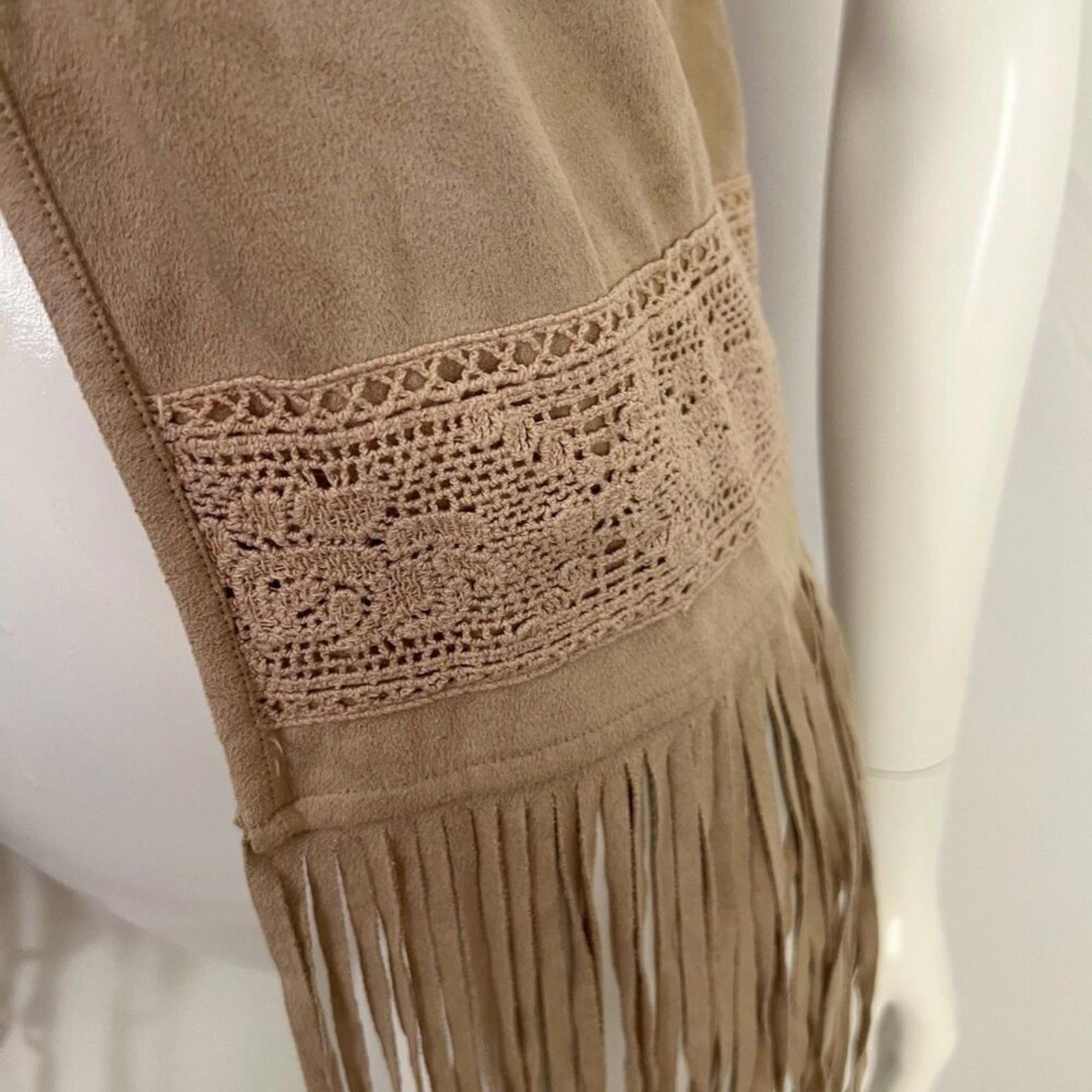 Maurices Faux Suede Tan Fringe Vest Boho Chic Western Country Women's Size M