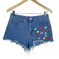 NWOT Floral Denim Shorts Flowers Medium Wash High Rise Women's Size M