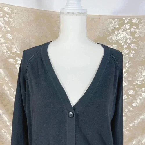 Anthropologie Moth Black Button Up Knit Cardigan Women's Size XL
