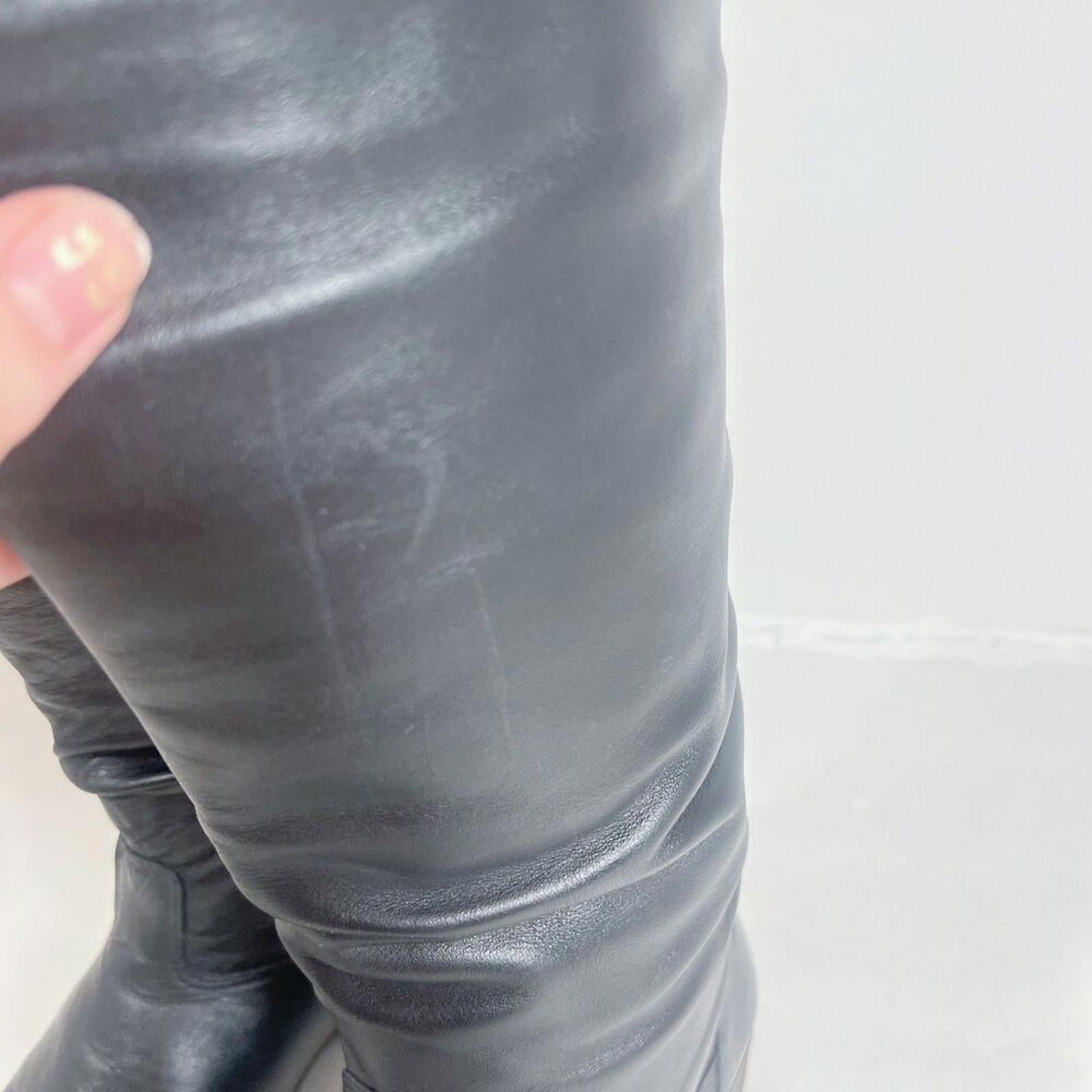 Santana Canada Black Leather Slouchy Knee High Boots Riding Boots Size 7