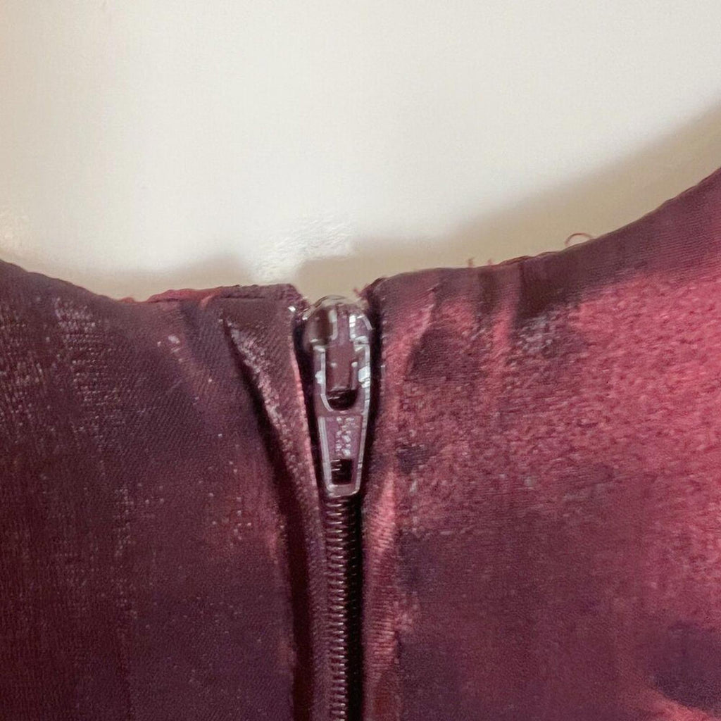 90s Vintage Karen Miller Dark Burgundy Satin Evening Gown Slip Dress Size 12