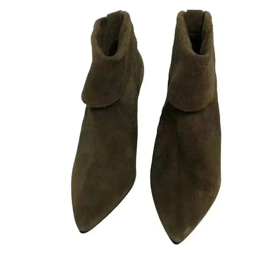 Schutz Brown Suede Heeled Foldover Heeled Booties Ankle Boots Women's Size 9