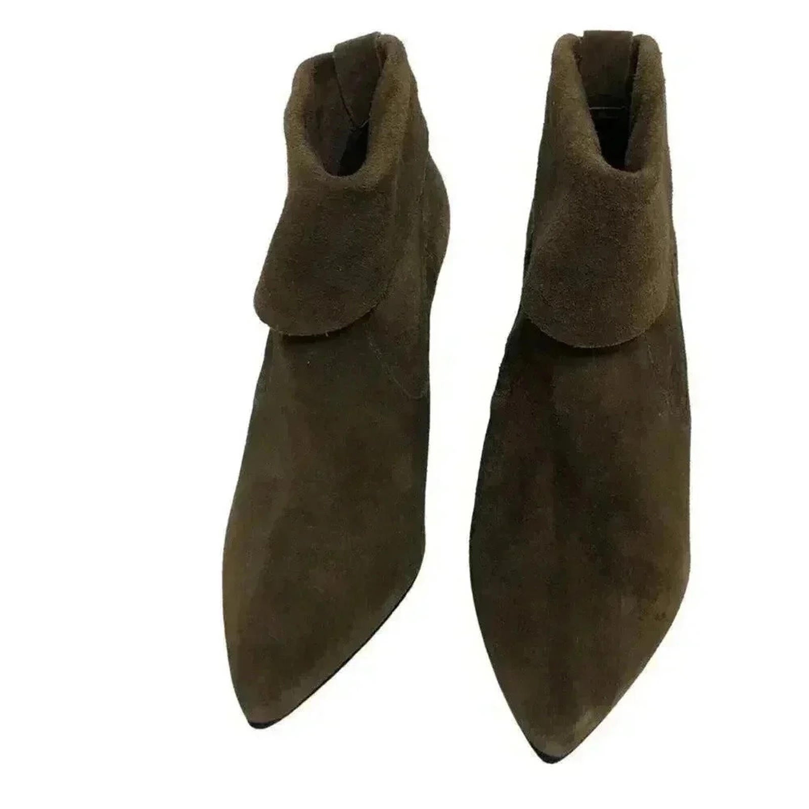 Schutz Brown Suede Heeled Foldover Heeled Booties Ankle Boots Women's Size 9