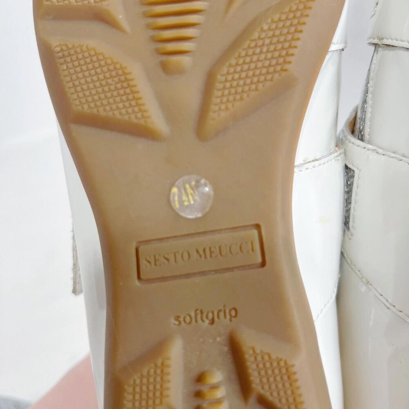 Sesto Meucci Gyan Napa Leather Mary Jane Sneakers White Silver Size 7.5 N