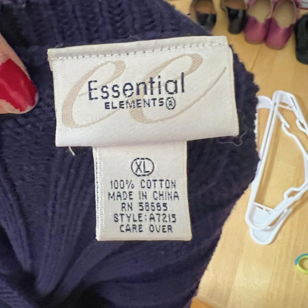 Vintage Essential Elements Navy Blue Sweater Vest Size XL Coastal Grandmother