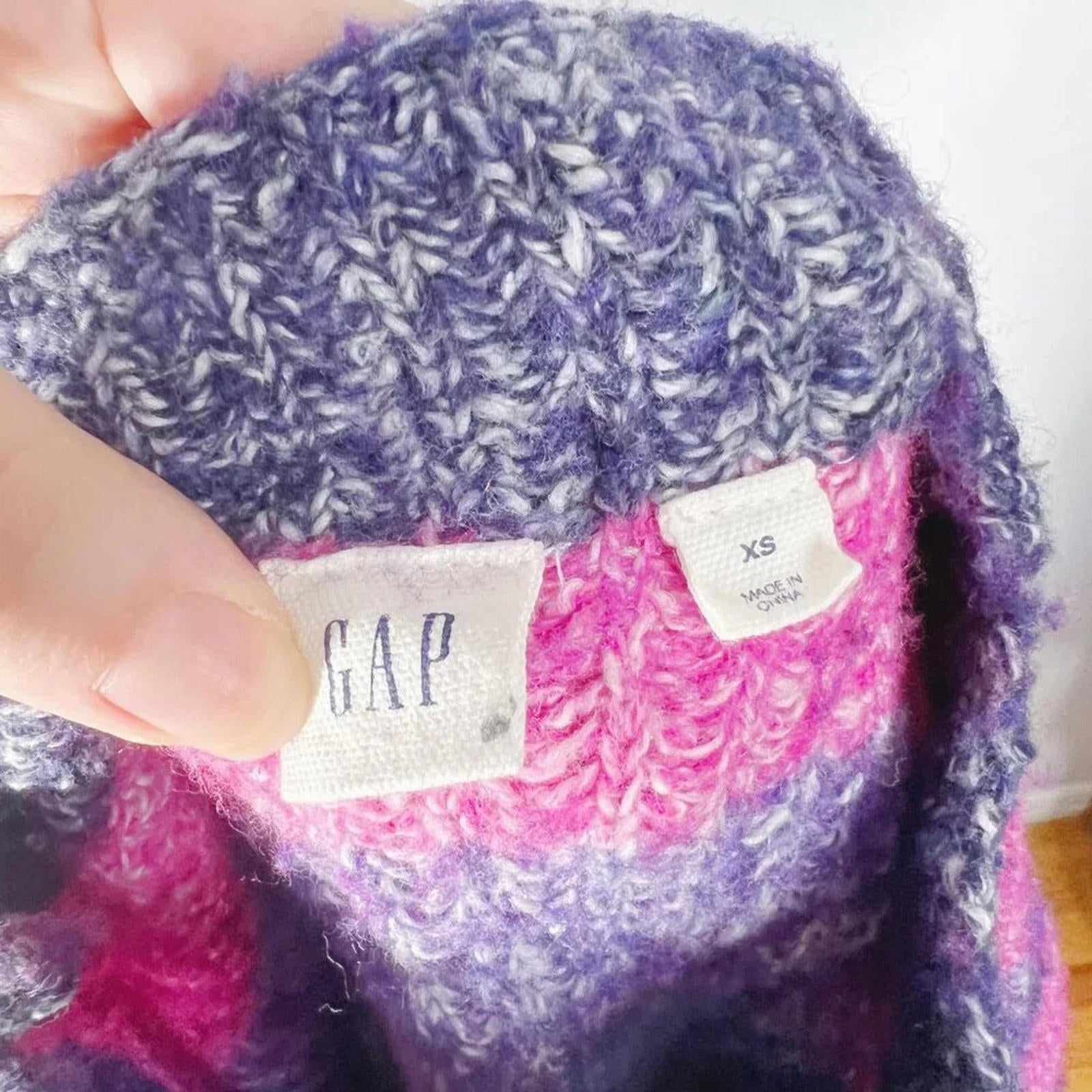 GAP Wool Blend Pink Purple and Blue Striped Sweater Mock Neck Women's Size XS