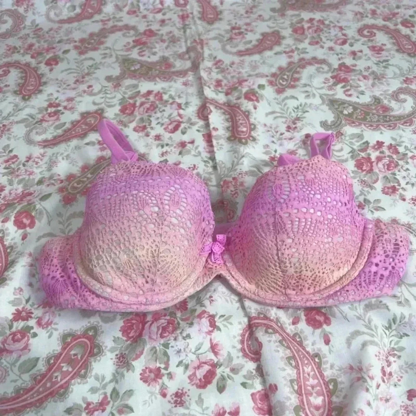 Victoria's Secret Body by Victoria Lined Demi Bra Pink and Orange Ombre 34C