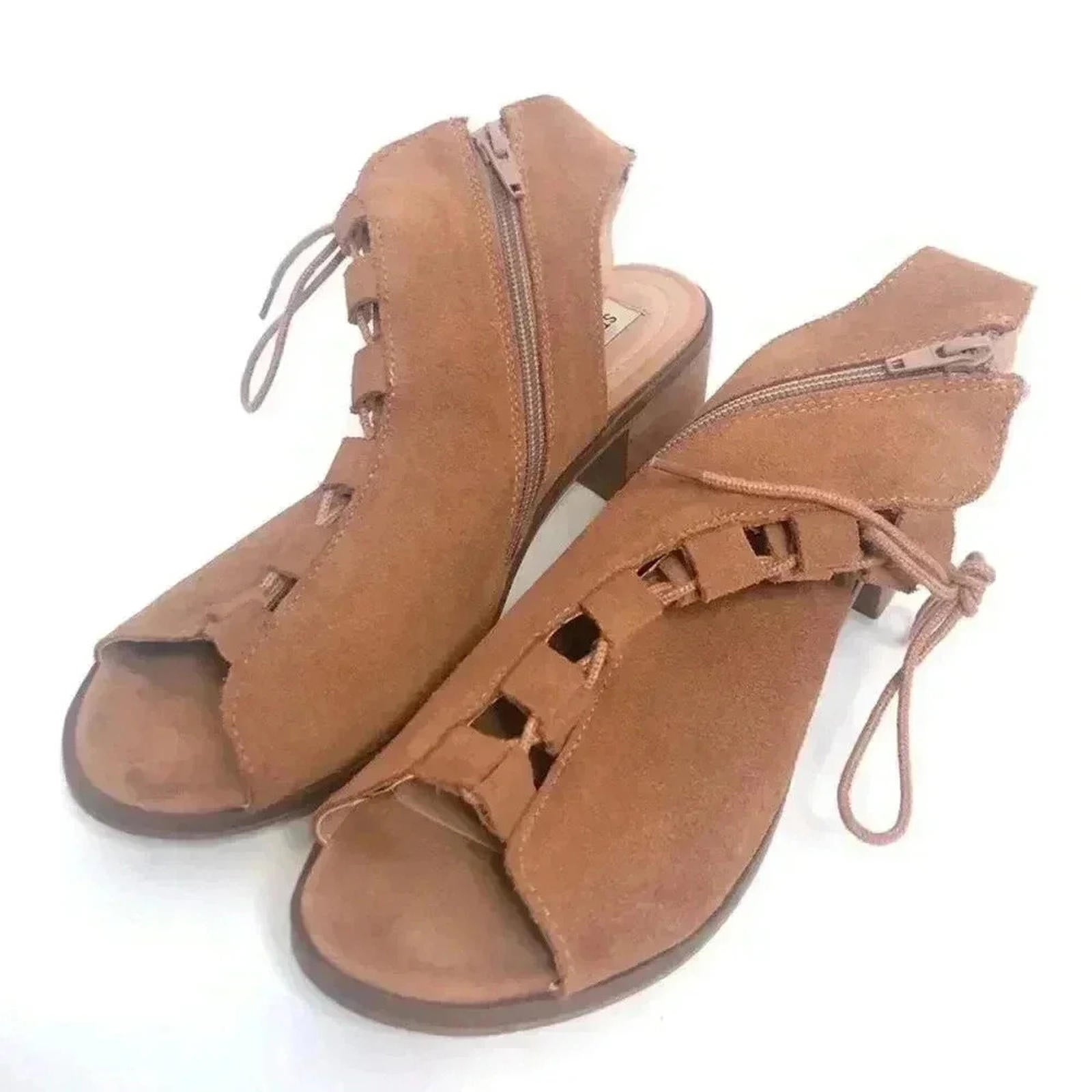 Steve Madden Adeline Booties Sandals Brown Suede Leather Women's Size 10