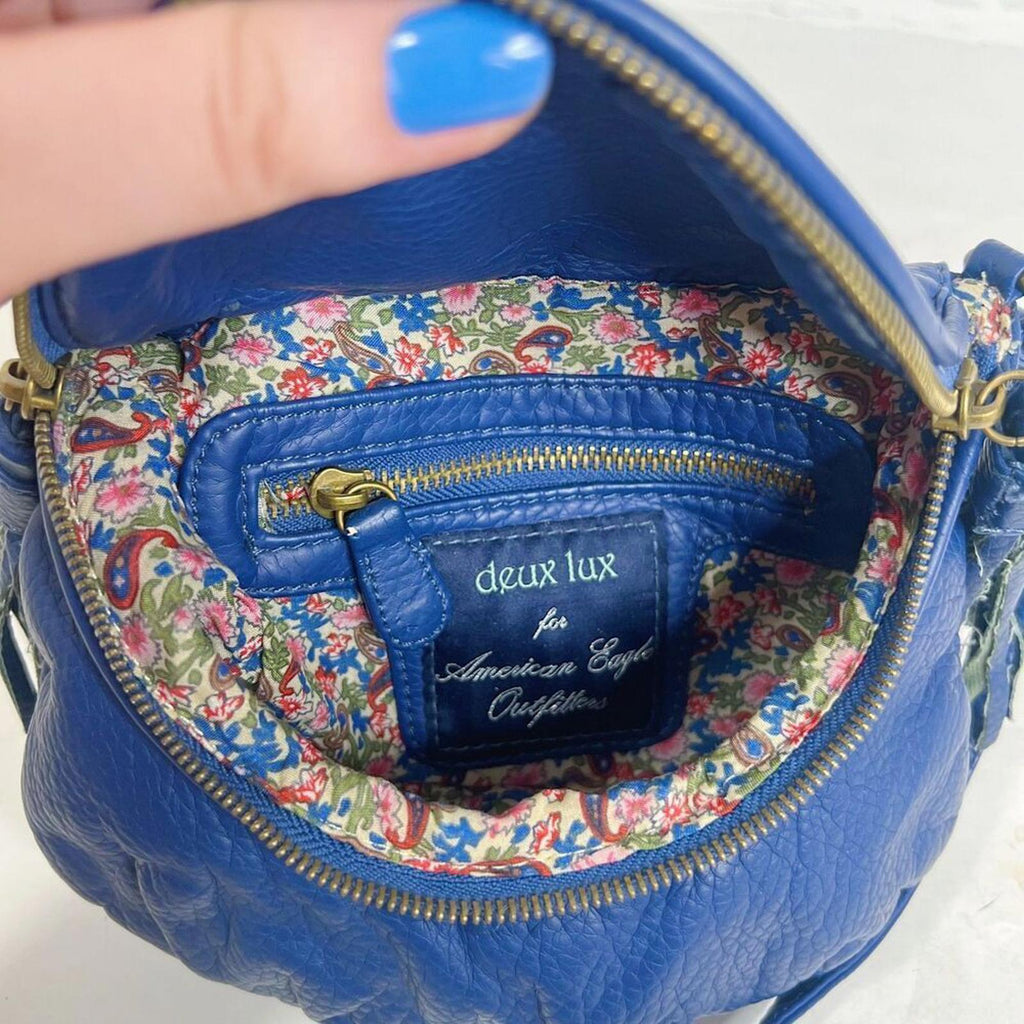 Deux Lux for American Eagle Outfitters Blue Faux Leather Crossbody Bag Purse