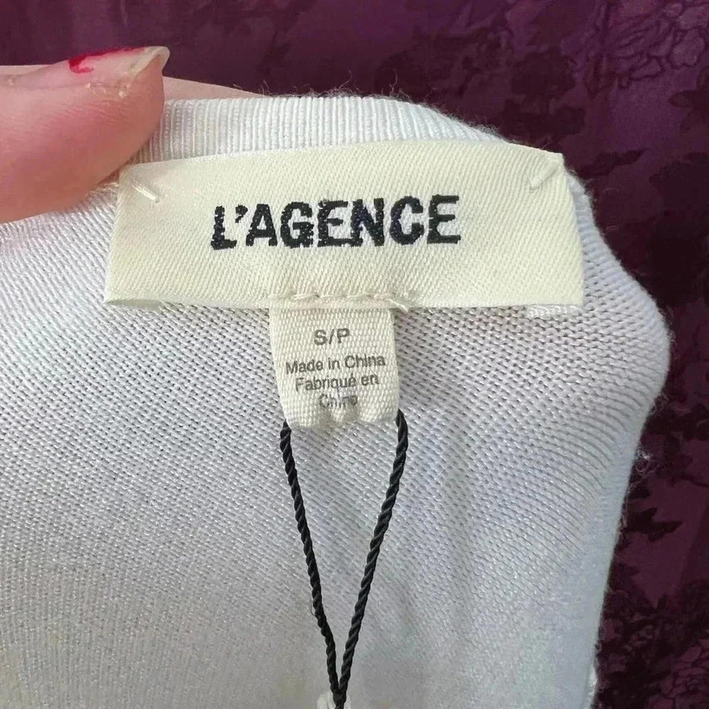 NWT L'Agence Jocelyn Cutout Sweater in Ivory Size S Minimalist Quiet Luxury