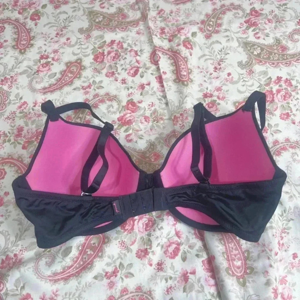 PINK by Victoria's Secret Black T Shirt Bra Pink Interior 34D