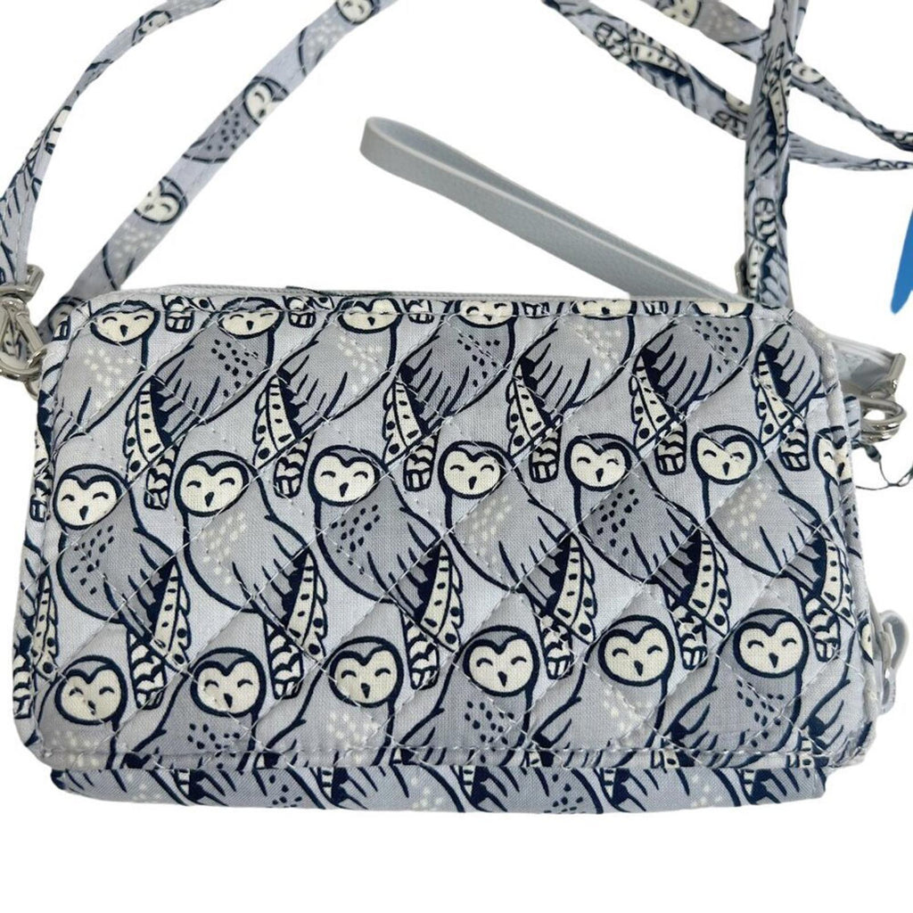 NWT Vera Bradley Grey Owl Print Performance Twill All in One Crossbody Purse