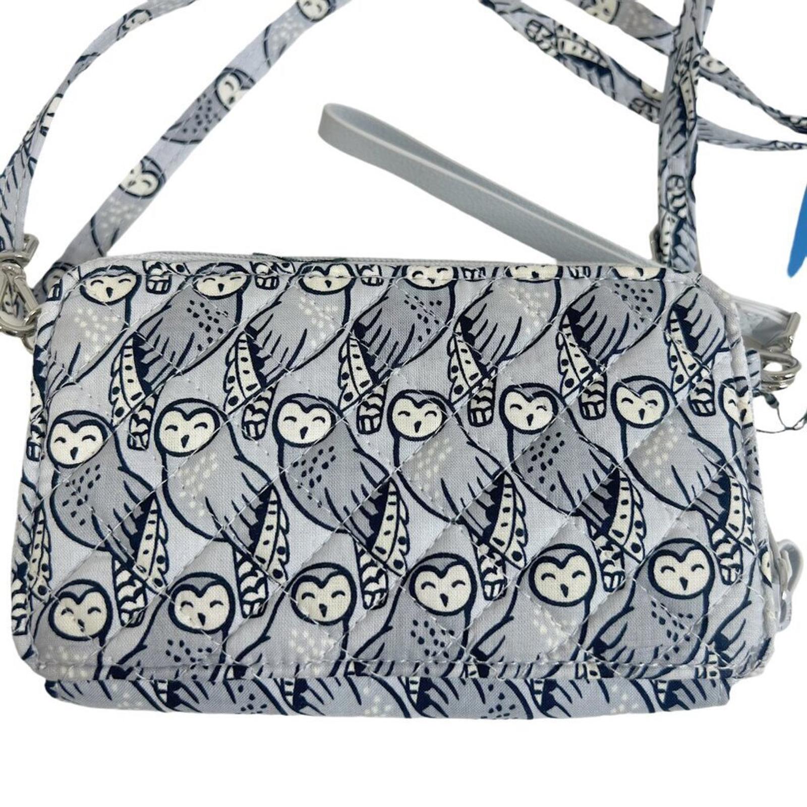 NWT Vera Bradley Grey Owl Print Performance Twill All in One Crossbody Purse