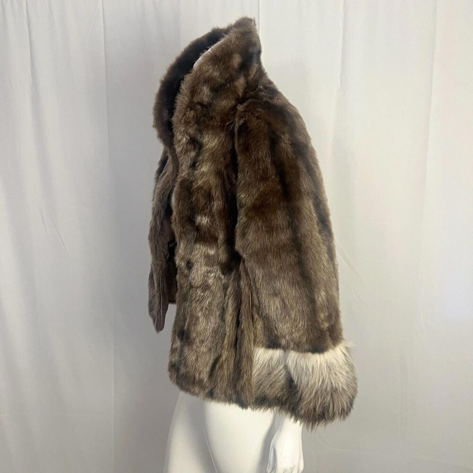 Vintage 1960s Regina Glenara by Glenoit Brown Faux Fur Cape Mob Wife Old Money