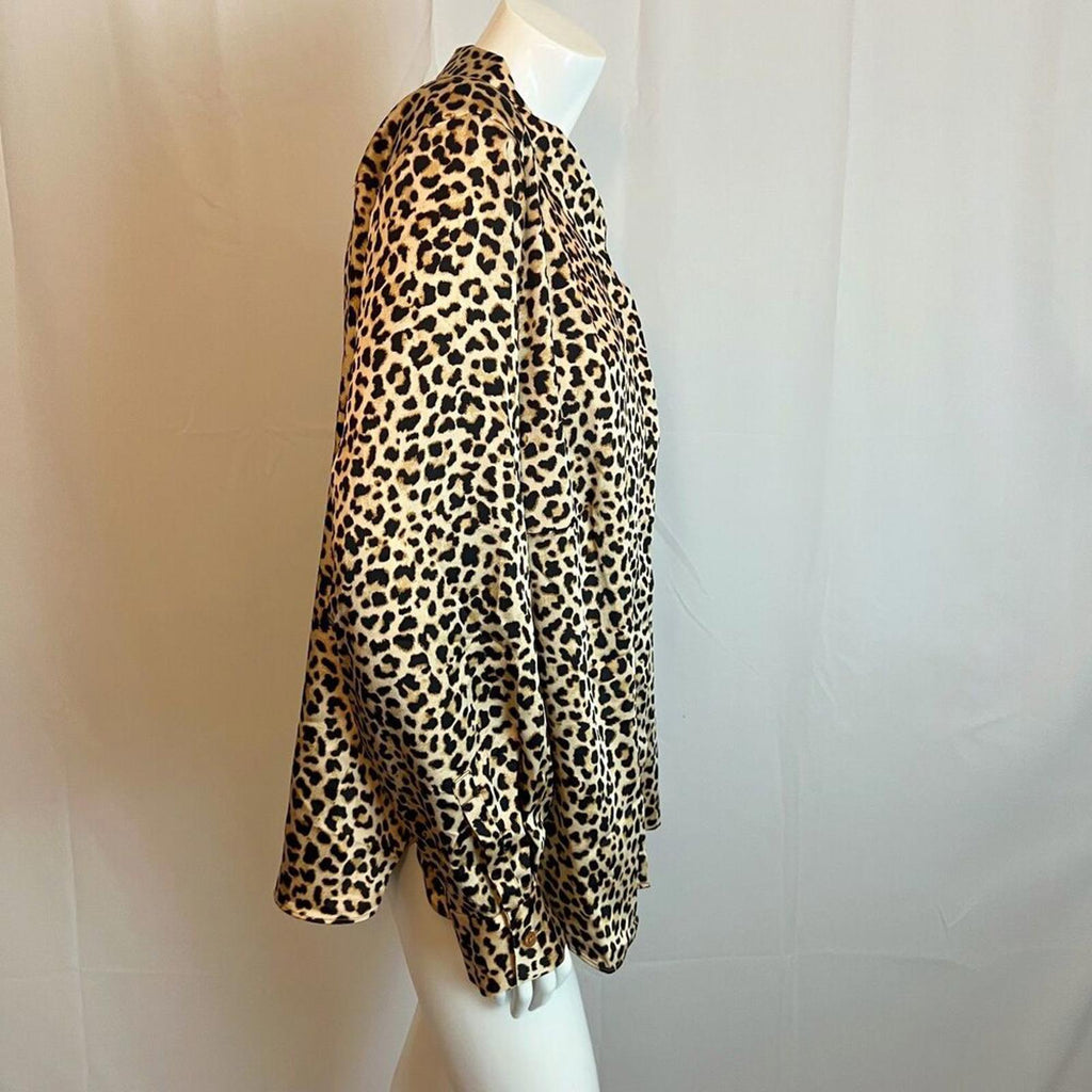 NWT A New Day Leopard Print Satin Blouse Women's Size 2XL