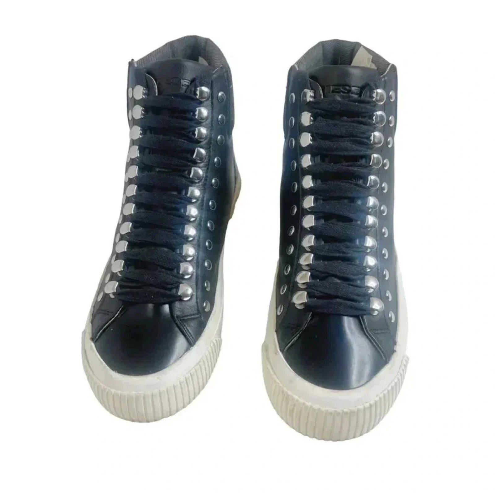 Diesel S-Mustave Womens Black Leather High Top Lace Up Sneaker Size 7.5