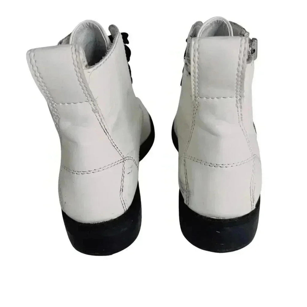 BP White Faux Leather Combat Boots Moto Boots Women's Size 9