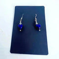 Blue Glass Heart Earrings Dangling Boho Chic Bohemian