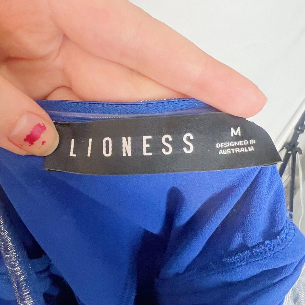 Lioness Senorita Mini Dress in Metallic Blue Mini Dress Club Rave Size M