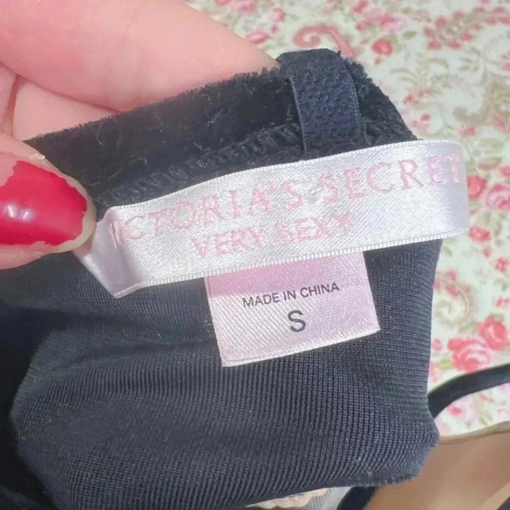 Victoria's Secret Very Sexy Black Velvet Lace Corset Top Size S