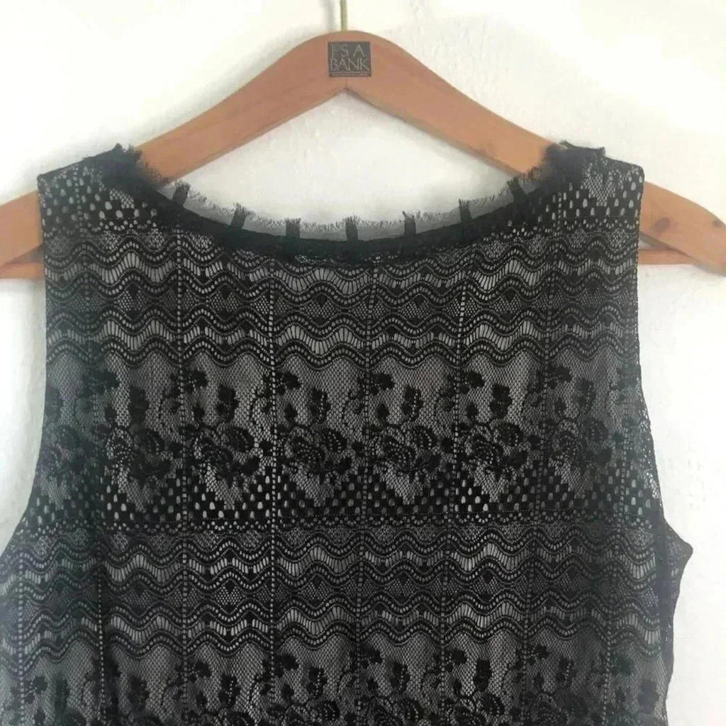 Cabi Black Lace Bow Tank Nude Underlayer Style 552 Office Work Women's Size M