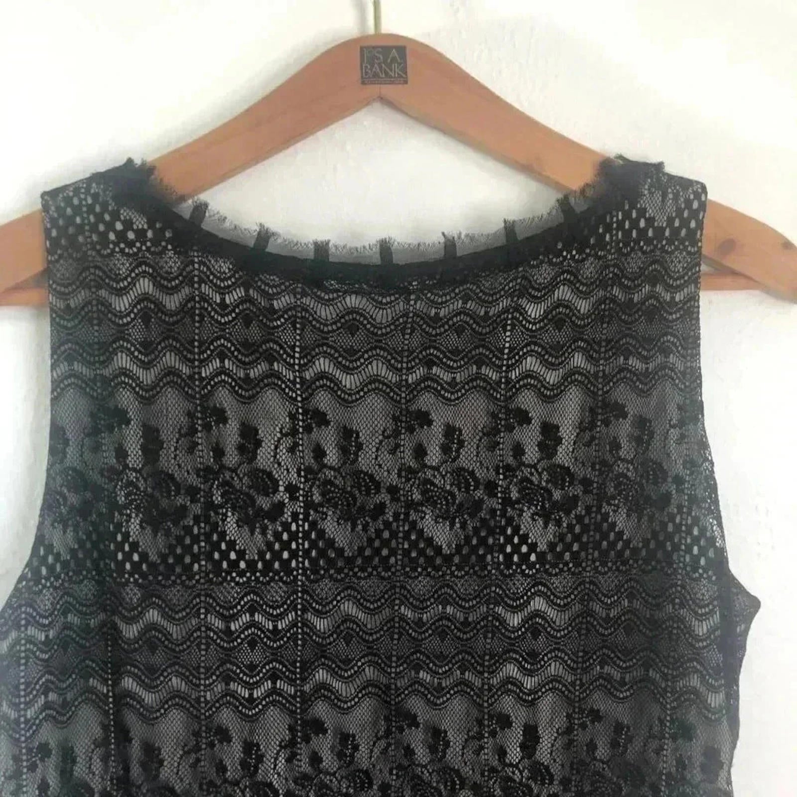 Cabi Black Lace Bow Tank Nude Underlayer Style 552 Office Work Women's Size M