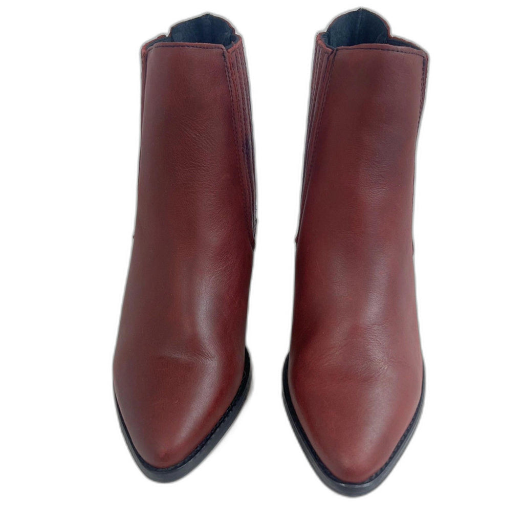Musse & Cloud Red Leather Pointed Toe Ankle Boot Chelsea Western Size 7 7.5
