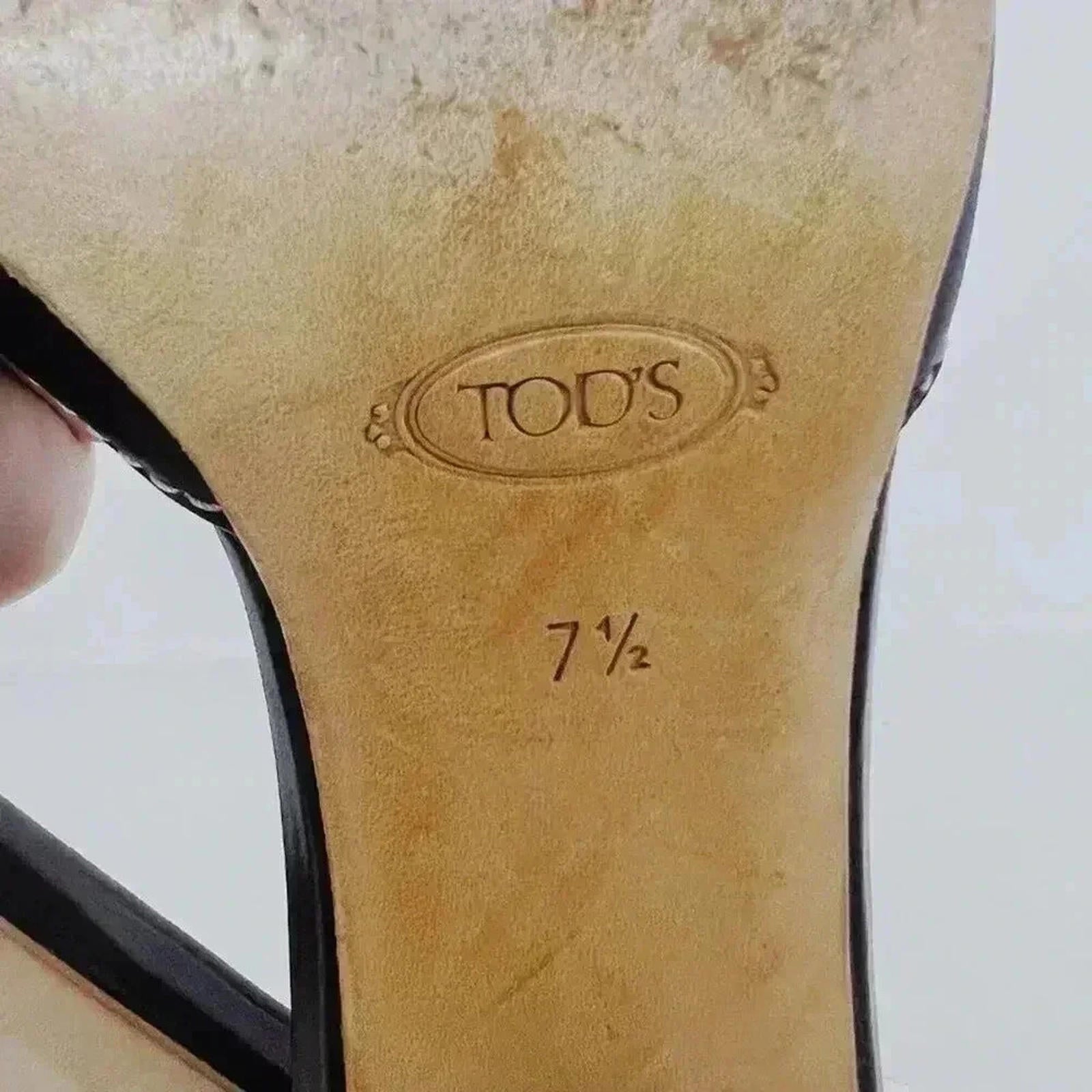 Tod's y2k Vintage Dark Brown Leather Kitten Heels Silver Ring Women's Size 7.5