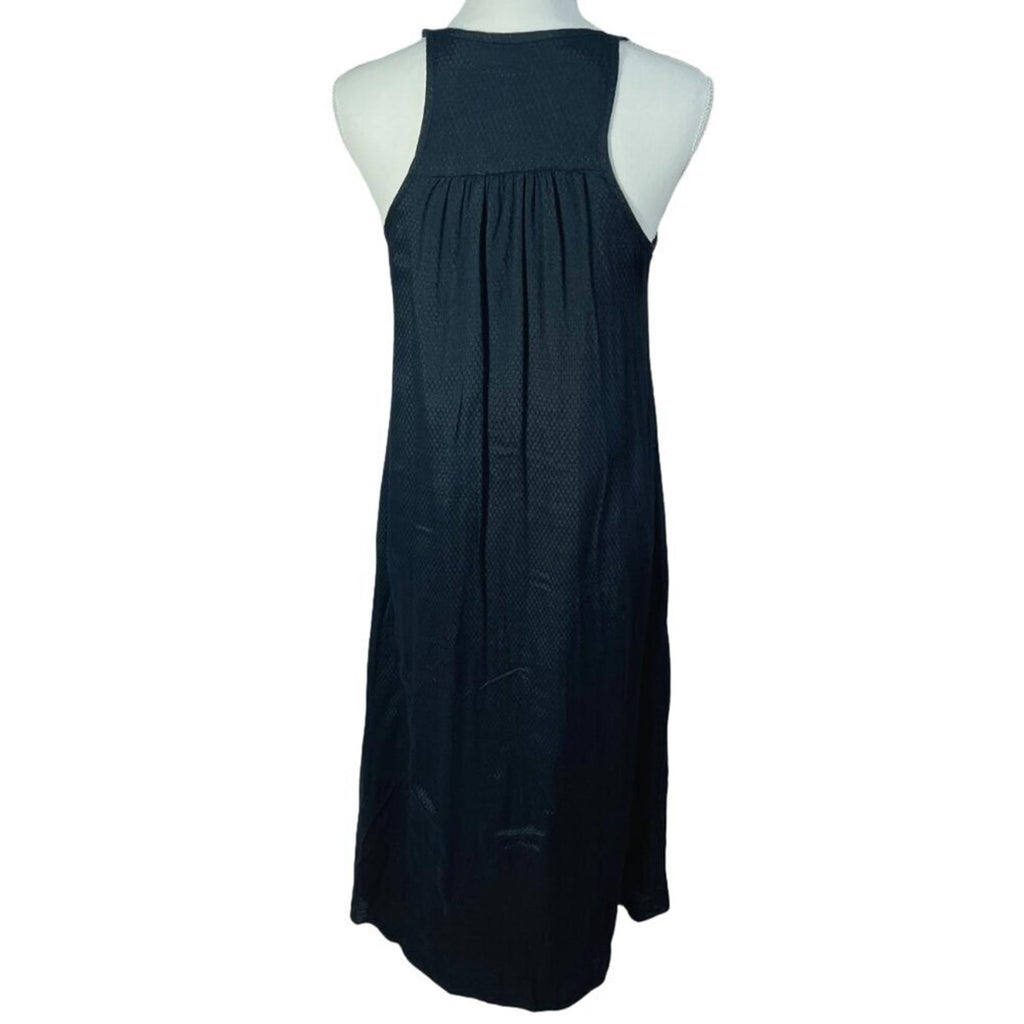 Vintage Black Embroidered V Neck Dress Women's Size 6