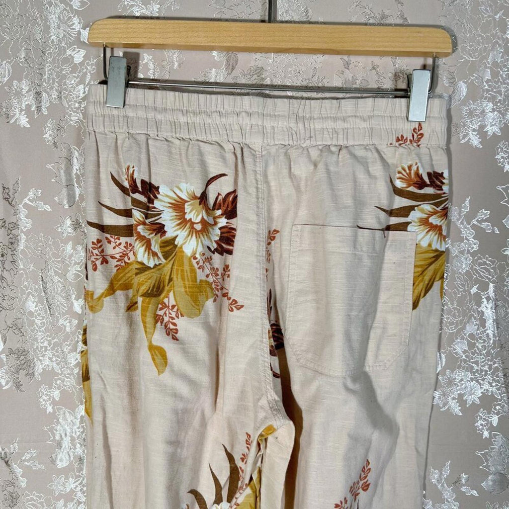 Urban Outfitters UO Drawstring Joggers Tan Floral Print Women's Size S