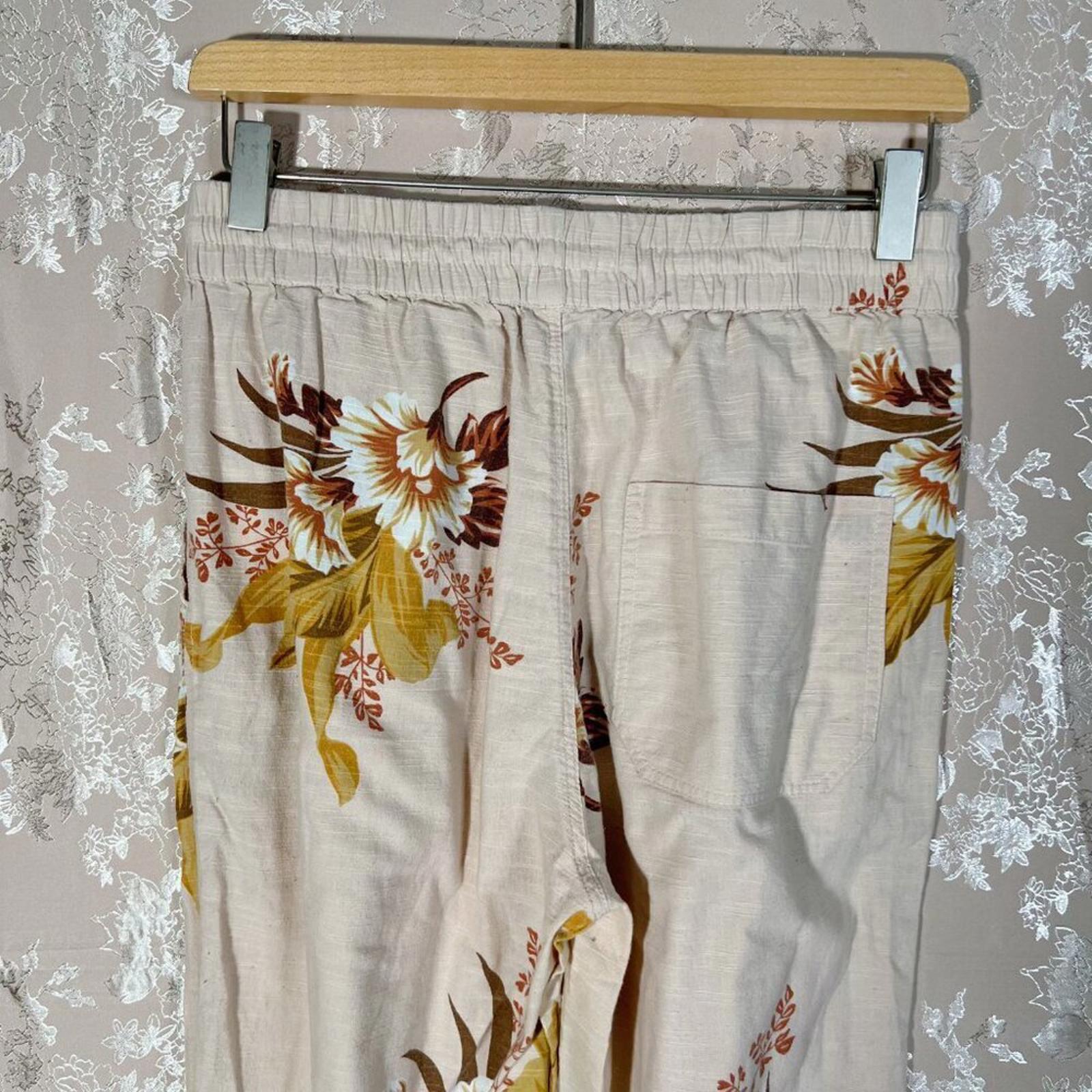 Urban Outfitters UO Drawstring Joggers Tan Floral Print Women's Size S