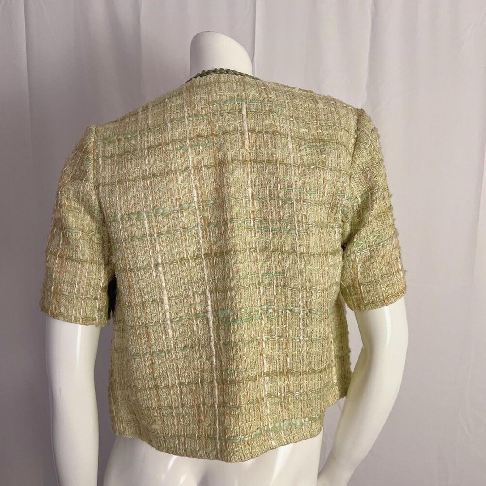 Vintage 1960s Neusteters Green Tweed Evening Jacket Women's Size 10