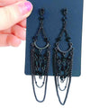 Gunmetal Chain Chandelier Earrings Black Beading Gothic Grunge Punk
