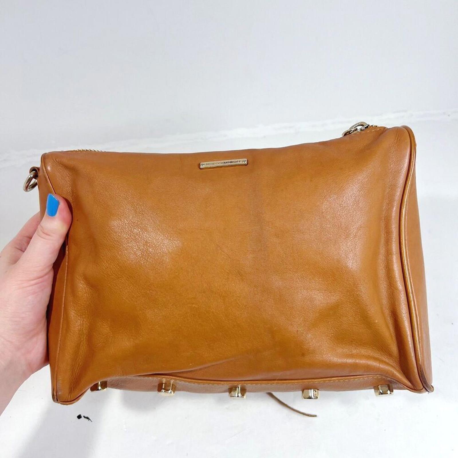 Rebecca Minkoff Mini 5 Zip Convertible Crossbody Bag Tan Leather Purse