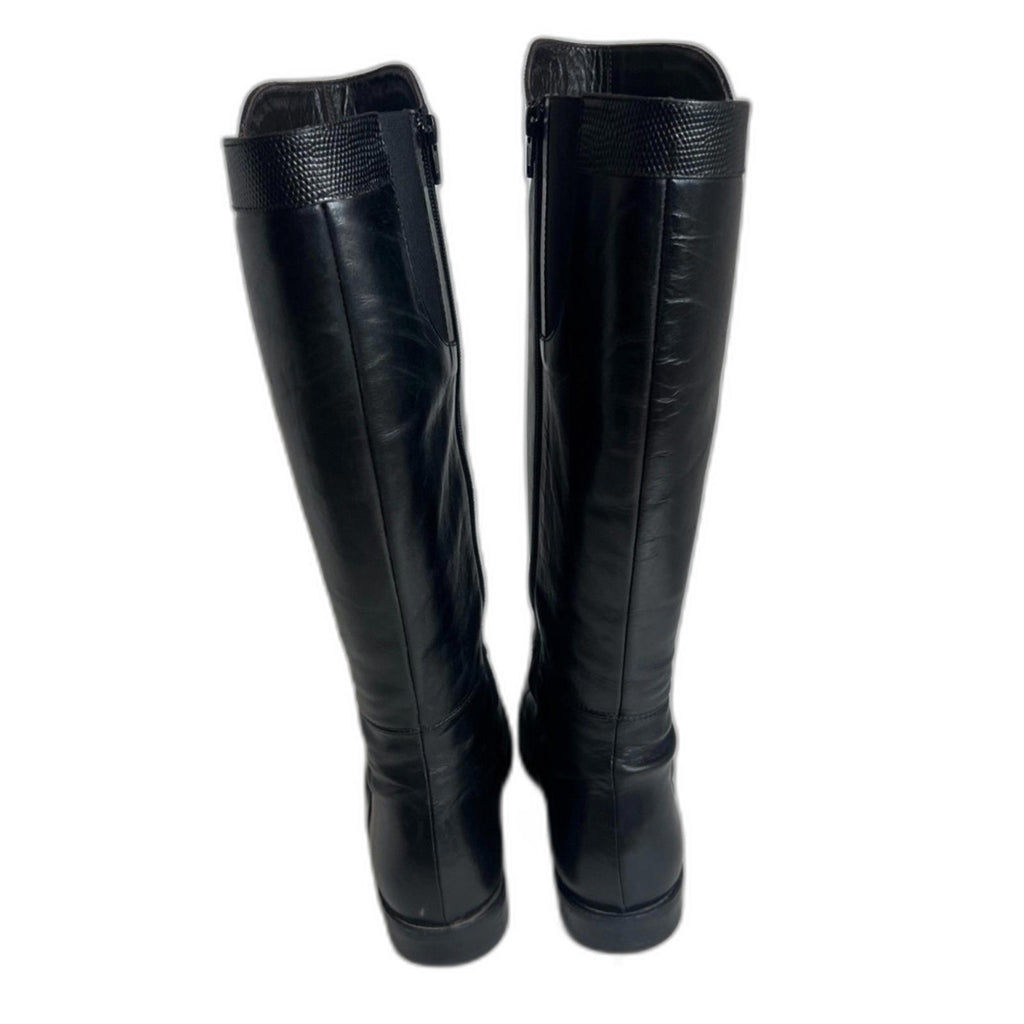 AGL Attilio Giusti Leombruni Black Leather Knee High Riding Boots Size 8.5