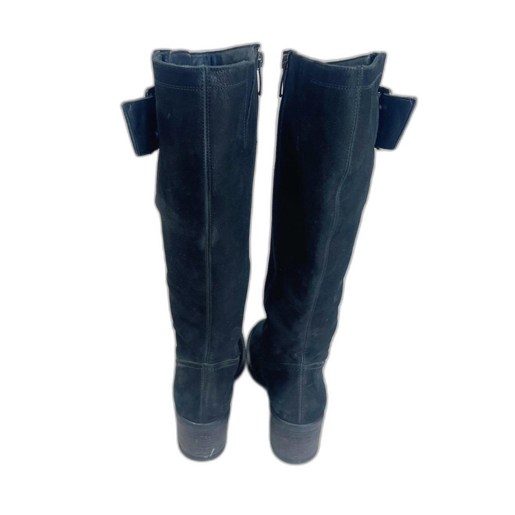 Paul Green Kendra Tall Riding Boots Black Suede Nuback Women's Size 5.5 UK 8 US