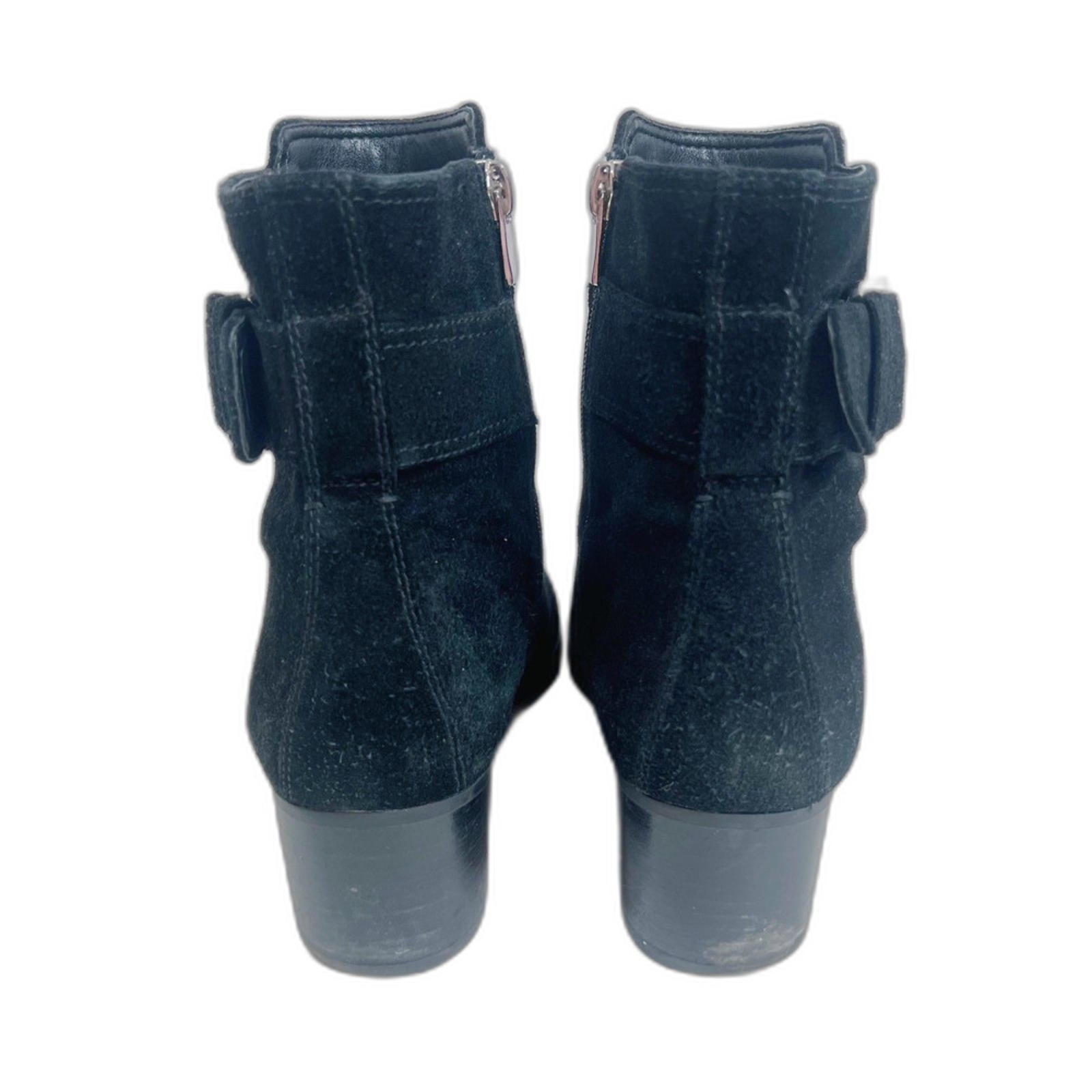 Via Spiga Octavia Black Suede Leather Ankle Boots Booties Buckled Size 8.5