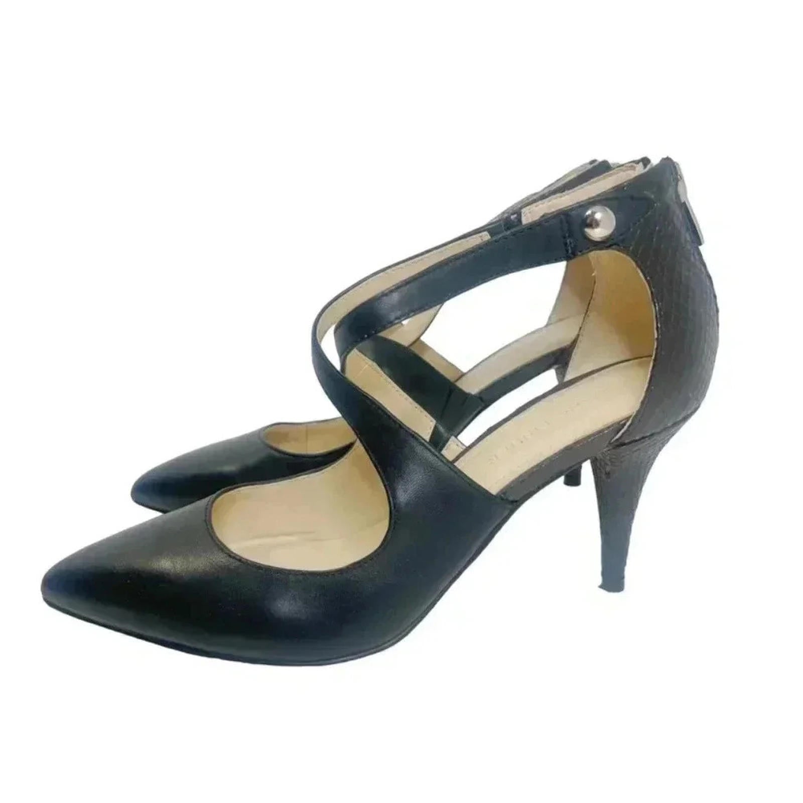 Marc Fisher MFKalayne Black Leather Pointed Toe Heel Size 8