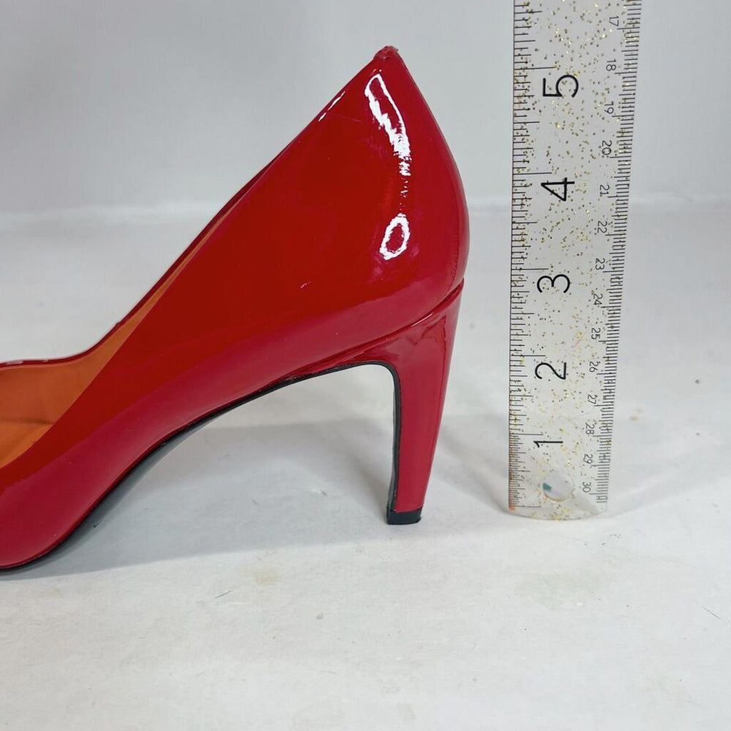 Via Spiga Red Patent Leather Peep Toe Stilettos Heels Pumps Women's Size 7.5