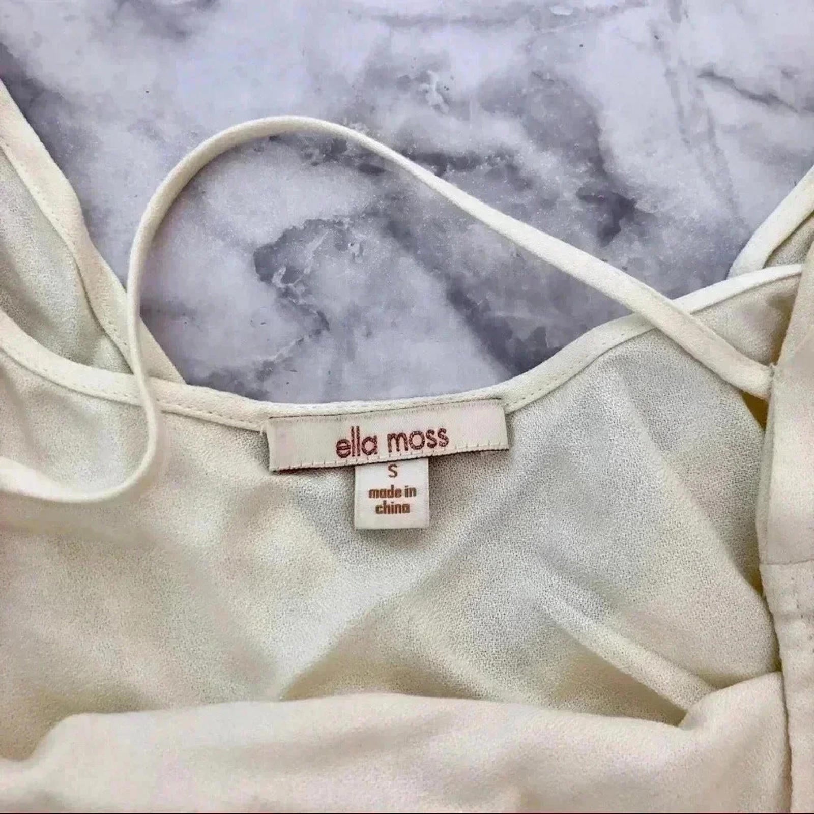 Ella Moss Cream Blouse Open Back Long Sleeve Office Women's Size S