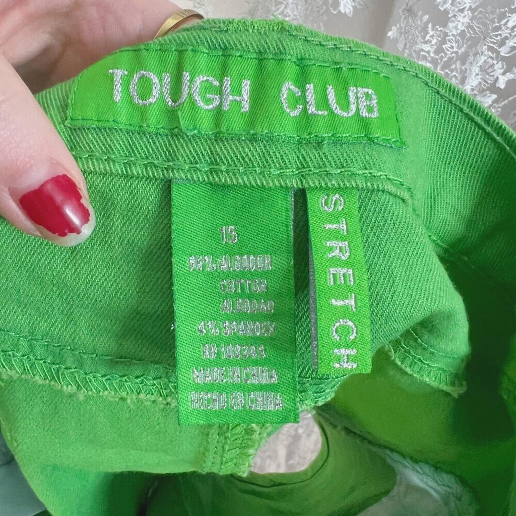 y2k Vintage Green Denim Mini Skirt Rhineston Buttons Women's Size 15
