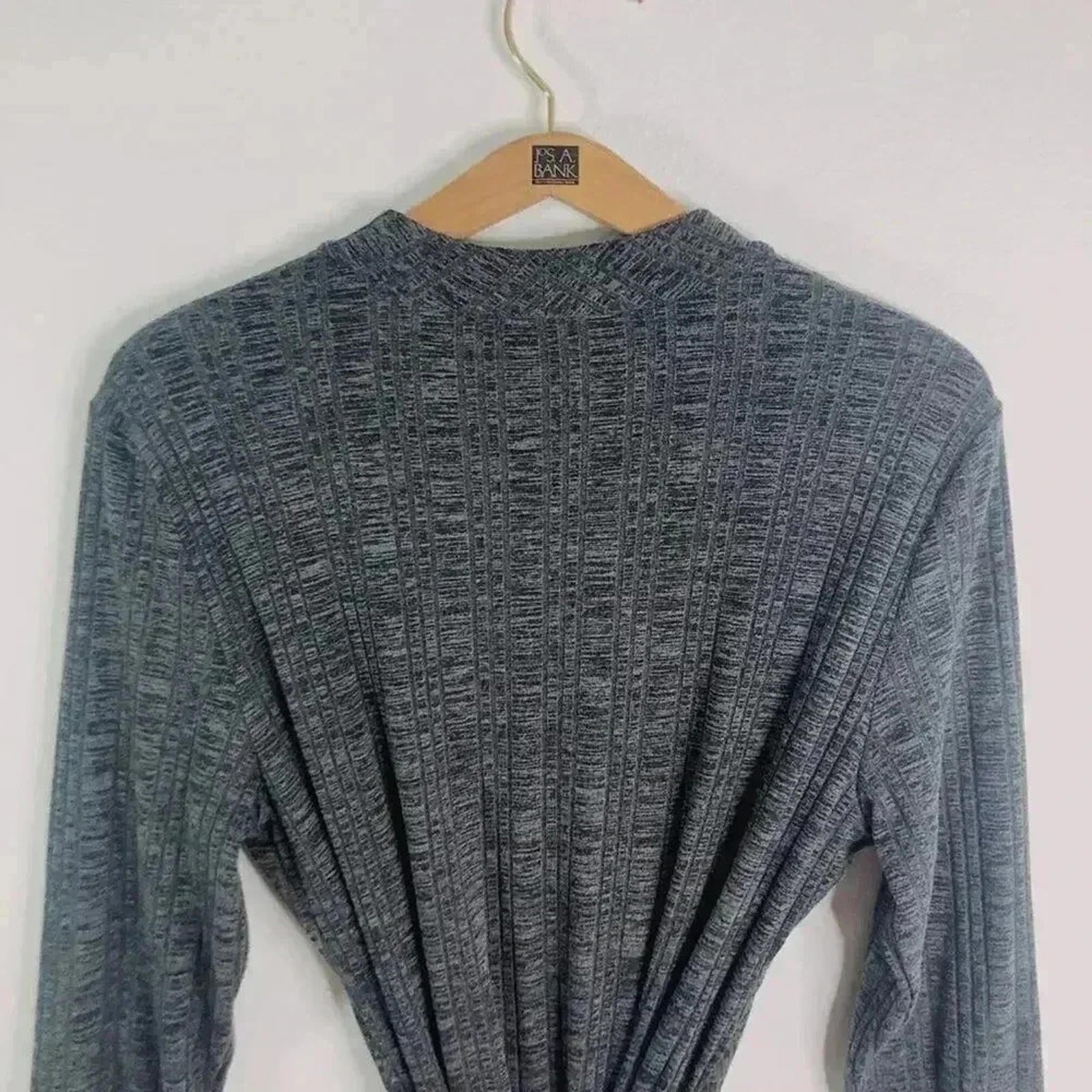 Laundry by Shelli Segal Grey Heathered Ribbed Keyhole Dress Women's Size 14
